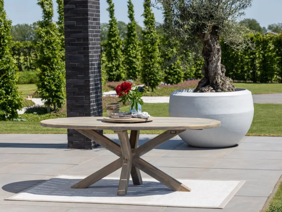 ROUGH Furniture ROUGH-Y Ellips dining tuintafel 200x110cm bruin, foto 2
