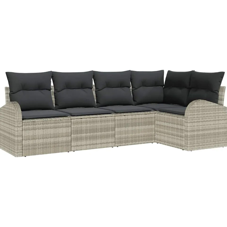 vidaXL Bankstel met kussen Lichtgrijs Polyester