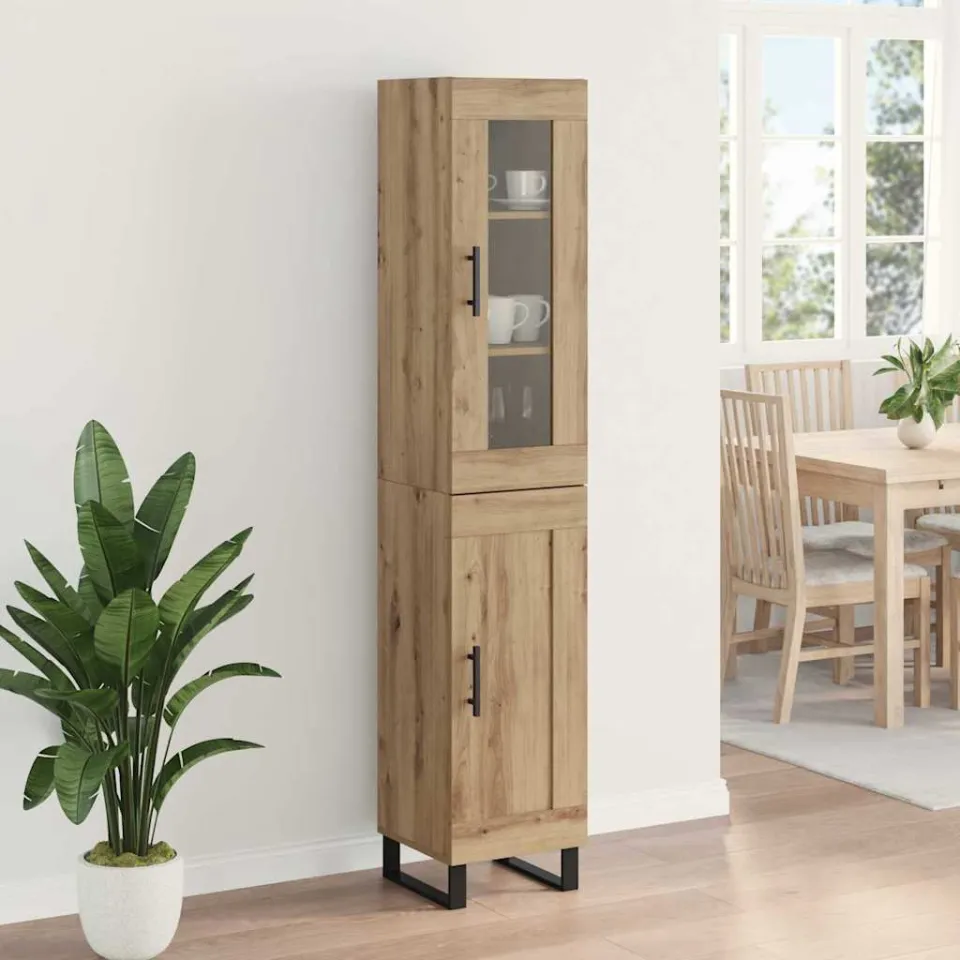 vidaXL Highboard Artisan Eiken 34,5 x 34 x 180 cm Bewerkt hout, foto 4