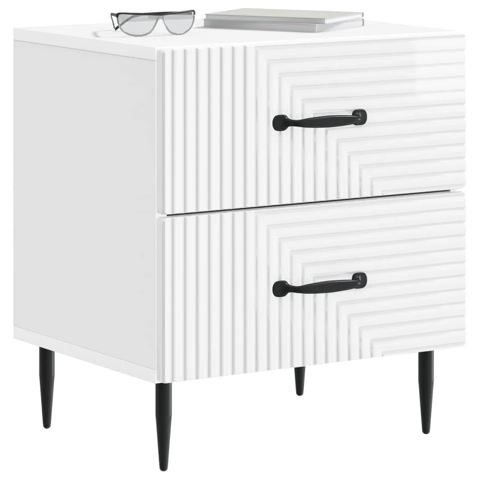 vidaXL Nachtkastje 2 st Hoogglans Wit 43 x 34,5 x 47,5 cm Bewerkt hout