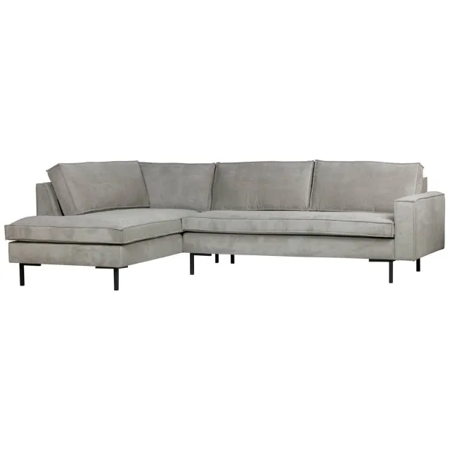WOOOD Arwin Hoekbank Links - Ribstof - Vergrijsd Groen weathered green