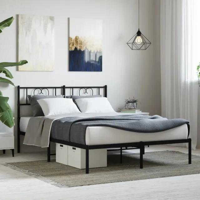 vidaXL Bedframe met hoofdbord metaal zwart 120x200 cm