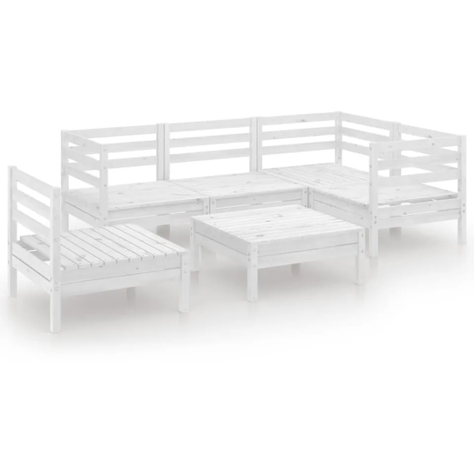 vidaXL 6-delige Loungeset massief grenenhout wit, foto 3