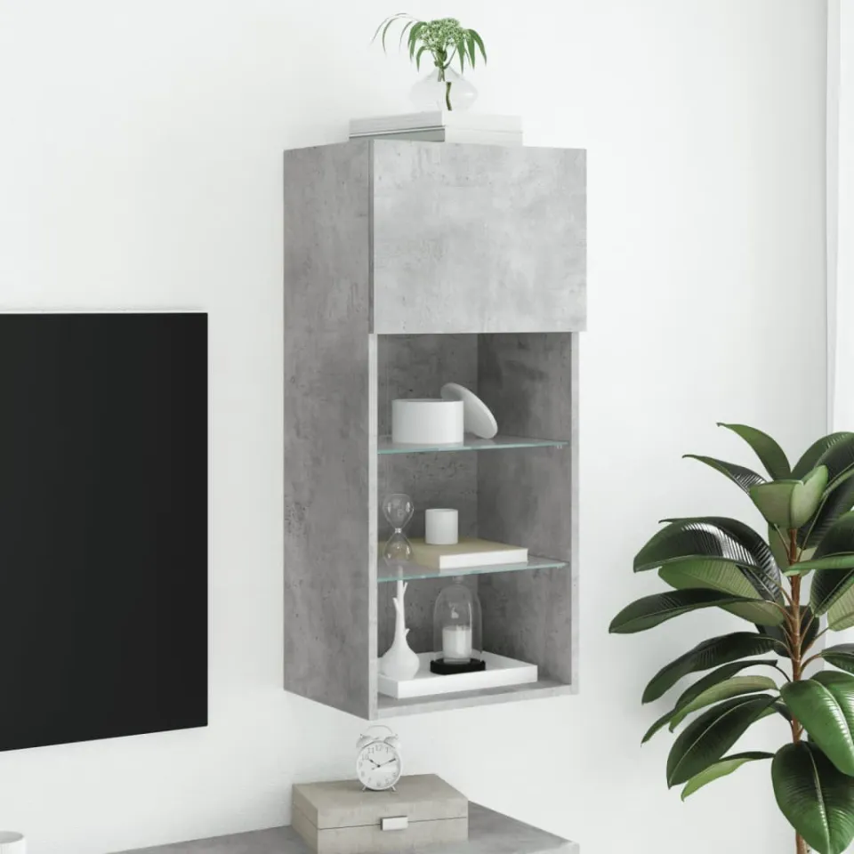 vidaXL Tv-meubel met LED-verlichting 40,5x30x90 cm betongrijs grijs, foto 3