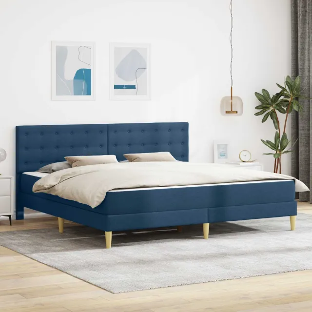 vidaXL Bedframe met matras Blauw 180 x 200 cm Stof