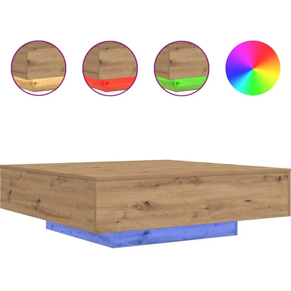 vidaXL Salontafel met LED Stripverlichting Artisanaal eiken, foto 3