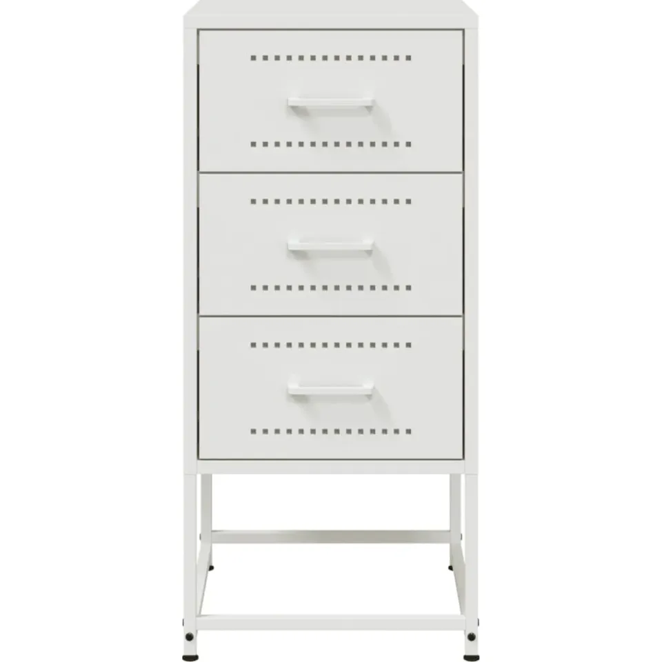 vidaXL Nachtkastjes 2 st 36x39x78 cm staal wit, foto 4