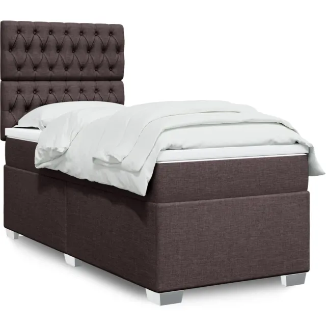 vidaXL Boxspring met matras stof donkerbruin 80x200 cm bruin
