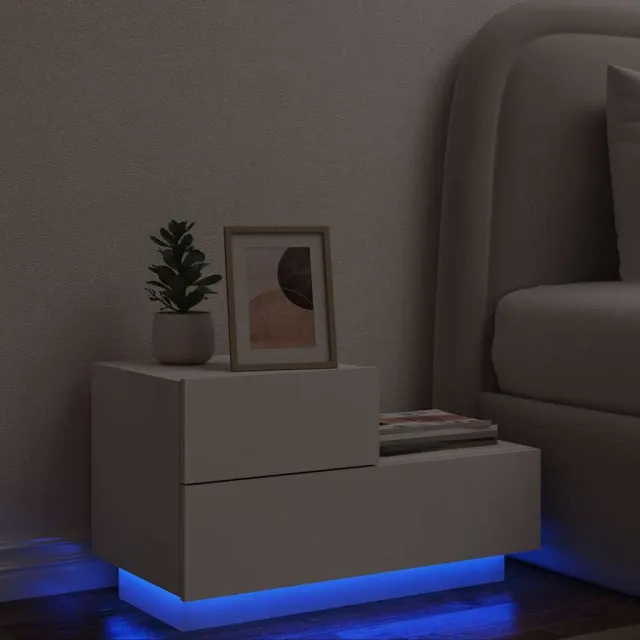 vidaXL Nachtkastje met LED-verlichting 70x36x40,5 cm wit