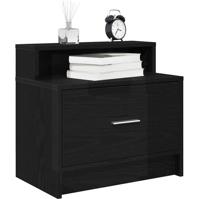 vidaXL Nachtkastje met lade 51x31x47 cm zwart eikenkleurig