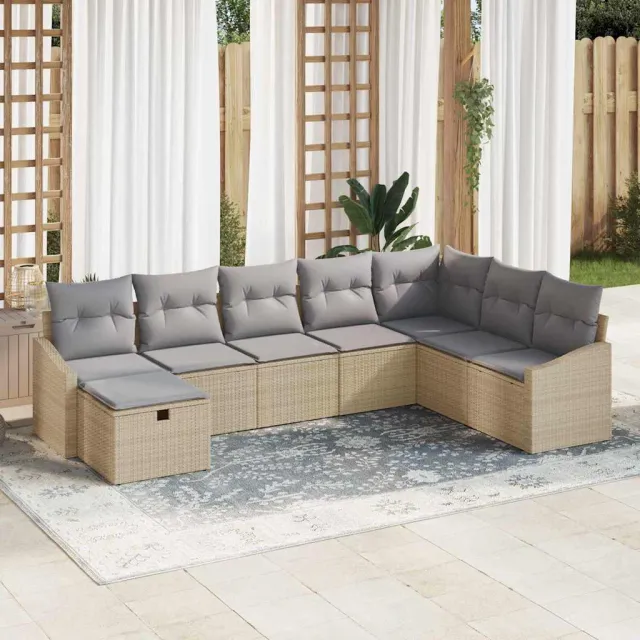 vidaXL Bankstel 9 st poly rattan beige
