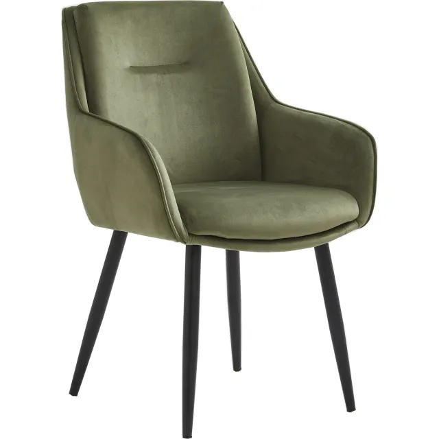 Colenis Urban Eetkamerstoel - Set Van 4 - Groen - Velvet - Fabb - Industrieel - Met armleuning