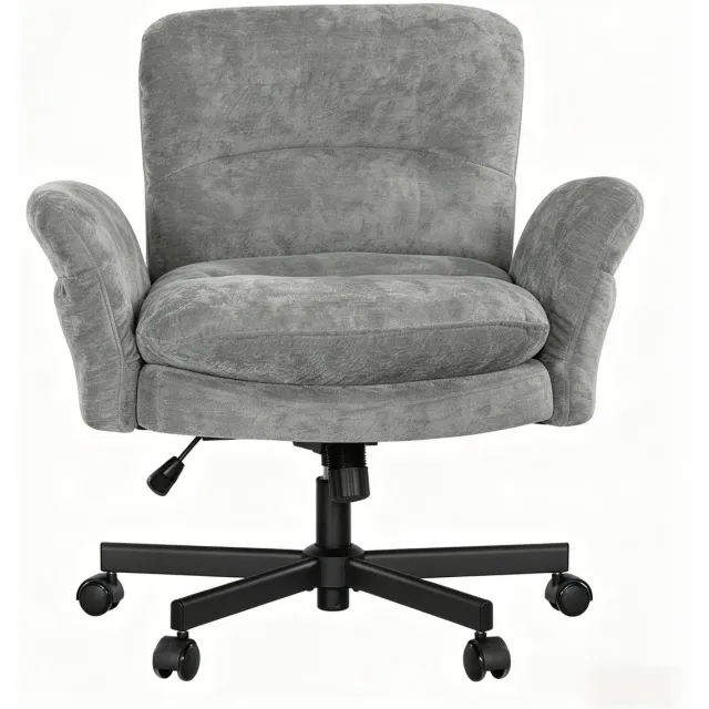 OKWISH Draaibare Eetkamerstoel Met 360 Graden Zitvlak, Ergonomische Rugsteun, Fluweelzachte Bekleding, Voor Woonkamer En Slaapkamer, Grijs