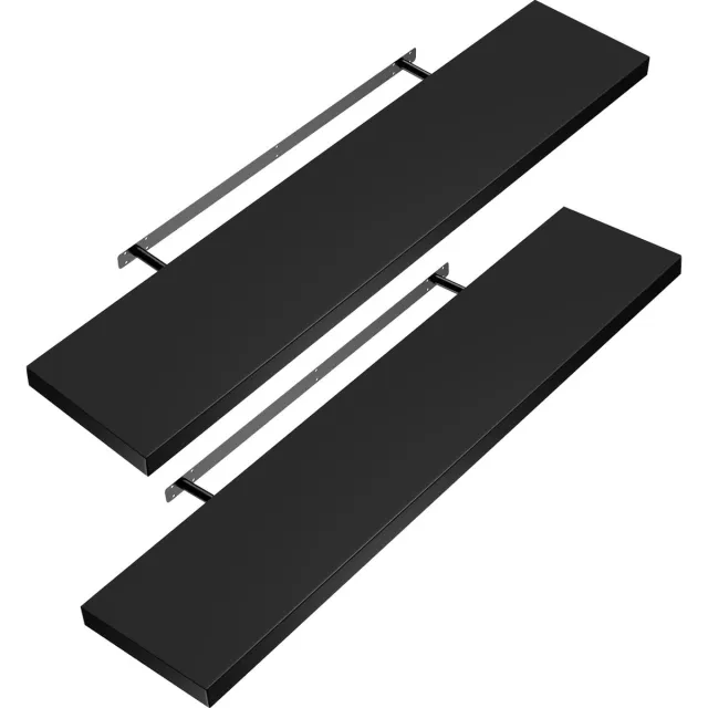 Casaria Wandplank – 2 St. 50 cm 15kg Belastbaar – Zwart mat