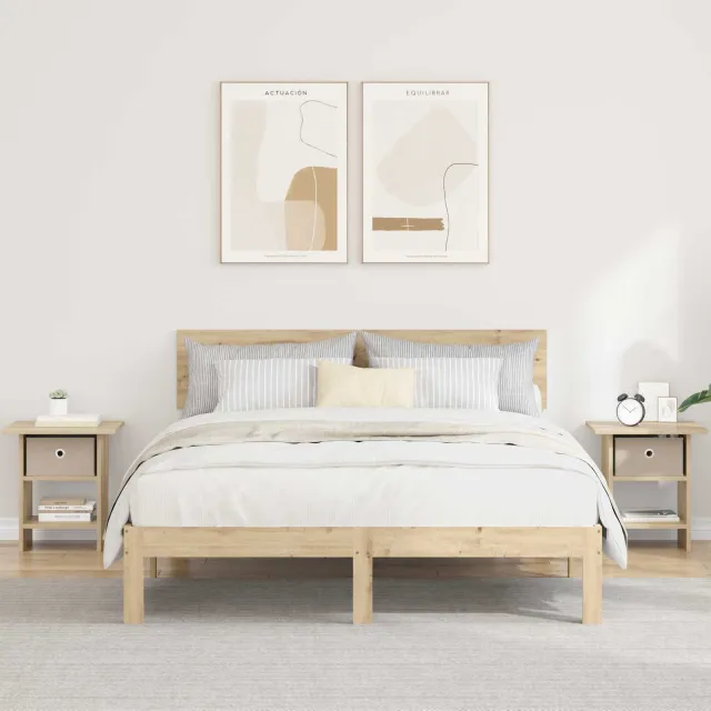 vidaXL Nachtkastje 2 st Sonoma Eiken 41 x 40 x 45 cm Bewerkt hout Bruin
