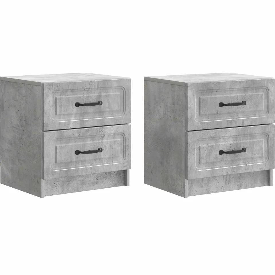 vidaXL Nachtkastje 2 st Betongrijs 43 x 34,5 x 44,5 cm Bewerkt hout grijs, foto 3