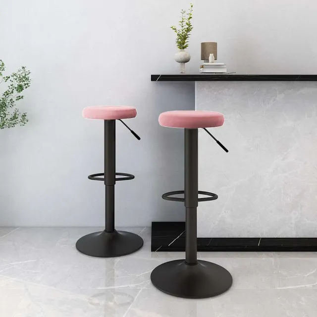 vidaXL Barkrukken 2 st fluweel roze, foto 2