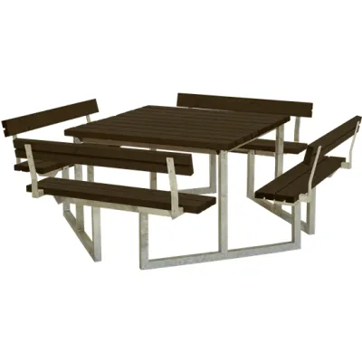 Trendyard Picknicktafel Vierkant Twist Zwart 4 Rugleuningen