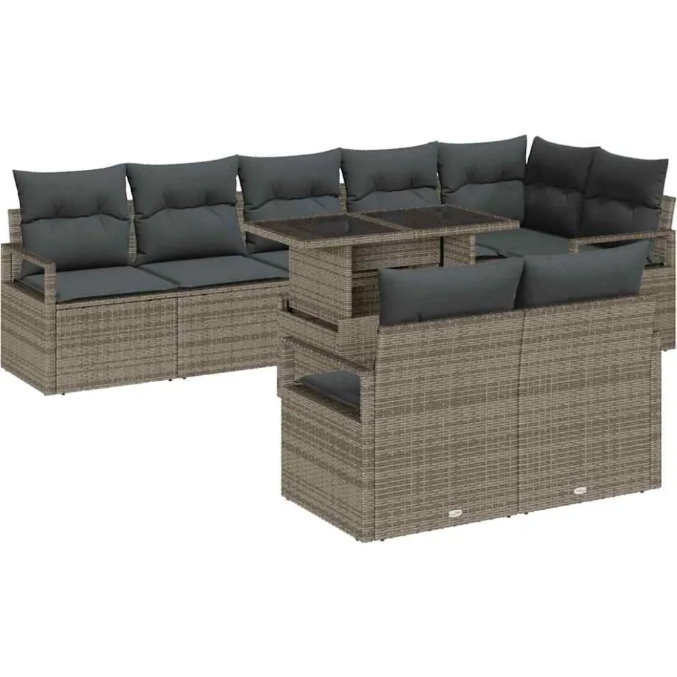 vidaXL Tuin Sofa Set 9 st Grijs Poly riet