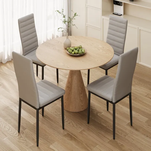Bealife TB40C Eetkamerstoelen - 4 stoelen - PU Leer bekleed - Licht Grijs