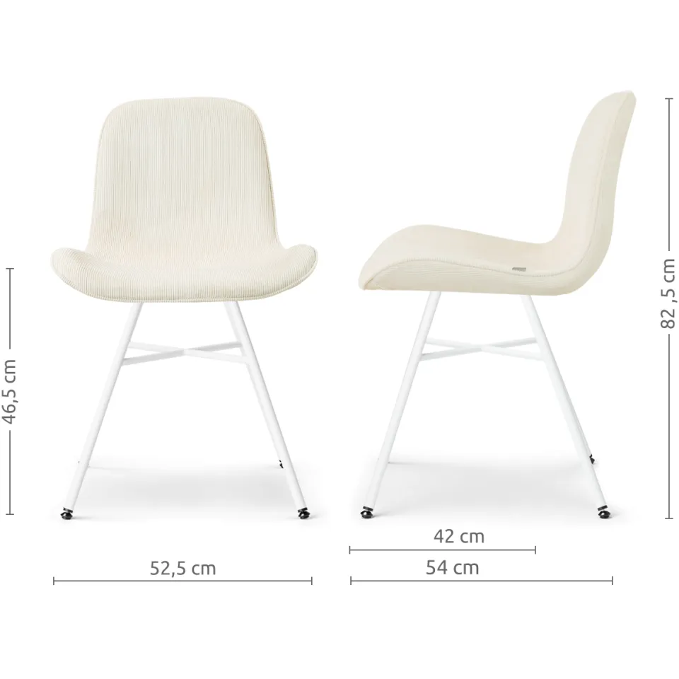 Nolon Noa-Fé eetkamerstoel rib beige - wit onderstel, foto 3