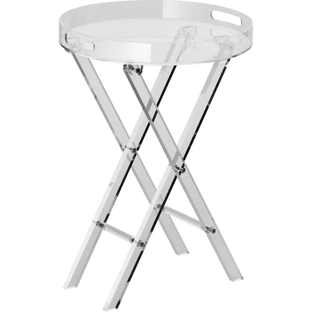Vevor Acryl Klaptafel met Dienblad φ40 X 58 cm, Acryl Bijzettafel met Opklapbare X-Poot, Acryl Bijzettafel voor Koffie, Drankjes, Eten, Snacks, Salontafel voor Woonkamer, Slaapkamer, Enz Transparant