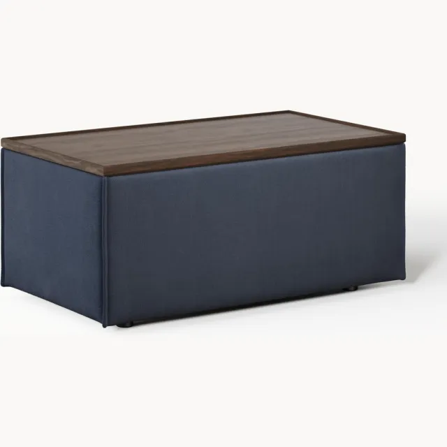 Westwing Collection Voetenbank Lennon met opbergruimte Blauw