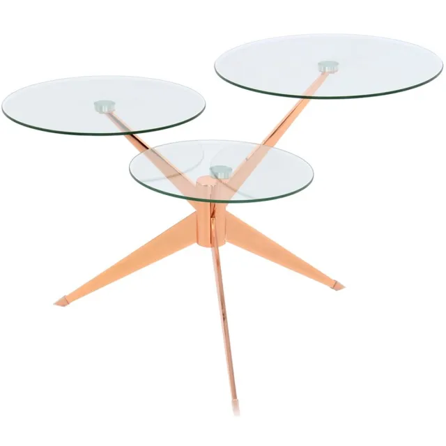Padiro ronde bijzettafel - Ø 75 x 46 cm - Rosé - Modern Art deco Glamour - Metaal, Glas roze