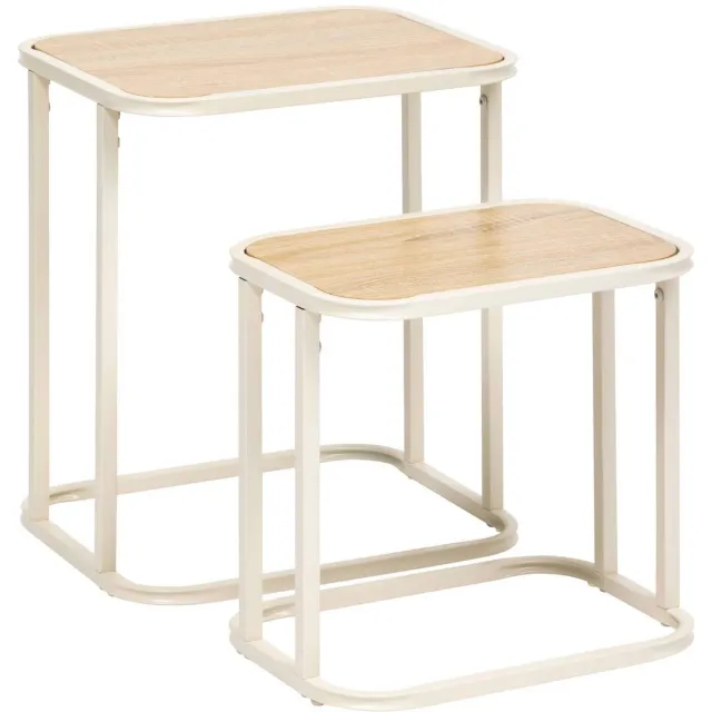 Atmosphera Curvy Bijzettafel - Set van 2 stuks - 39x33x46cm - Beige