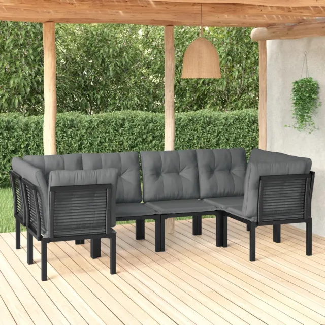 vidaXL 6-delige Loungeset poly rattan zwart en grijs, foto 2