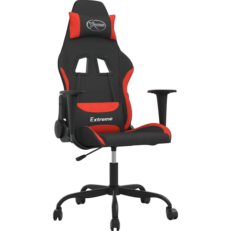 vidaXL Massage gamestoel stof zwart en rood, foto 3