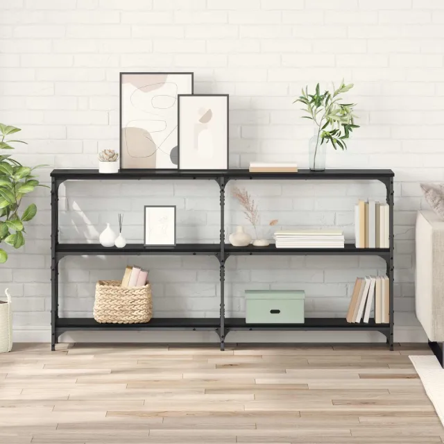 vidaXL Wandtafel Zwart Eiken 156 x 28 x 80,5 cm Bewerkt hout, foto 2