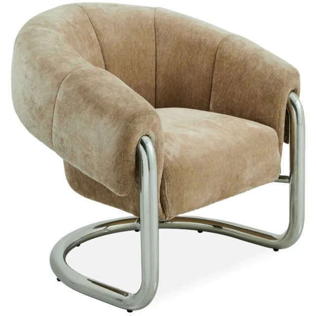 DÉJA Living Eetkamerstoel Leka - Beige/Chrome Stof - Set van 2