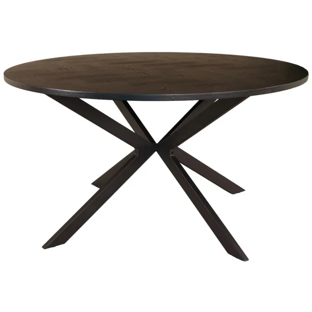 Lizzely Garden & Living Eettafel rond visgraat Ozzy zwart 130cm ronde tafel MDF eetkamertafel