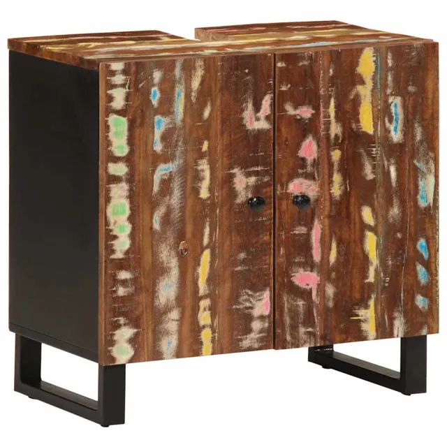 vidaXL Wastafelkast 62x33x58 cm massief recycled hout en bewerkt hout Meerkleurig