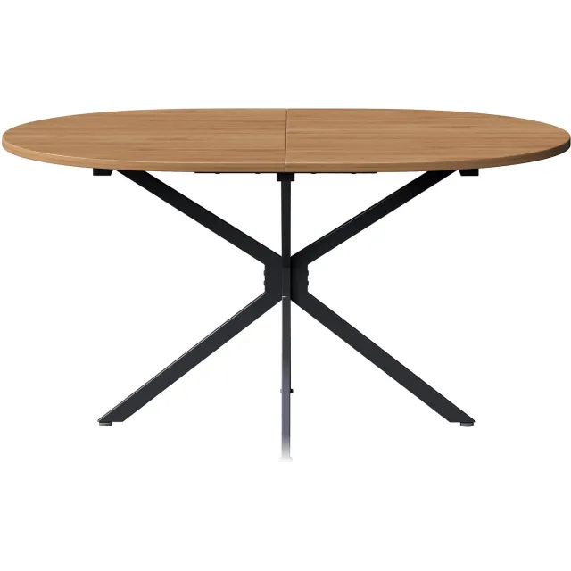 SONNENH Eettafel - Ovaal blad met gekruiste poten - 120 x 80 x 75,5 cm - Naturel houtlook/zwart
