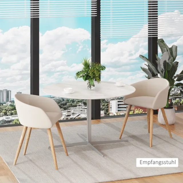 DESMIU Eetkamerstoel Set Van 2 - Gestoffeerde Kuipstoel Met Armleuningen En Houten Poten - Voor Eetkamer En Woonkamer - Beige