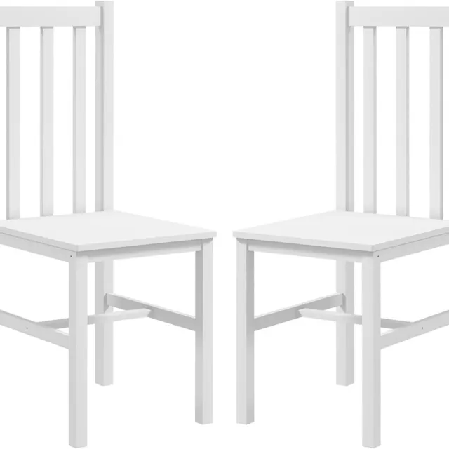 ZYLARO Eetkamerstoel - Set Van 2 - Keukenstoelen - Massief Hout - Modern Design - 38,5 x 47,5 x 99 cm - Wit