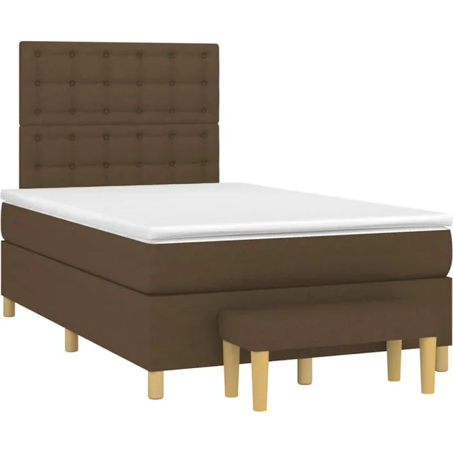 vidaXL Boxspring met matras stof donkerbruin 120x190 cm bruin