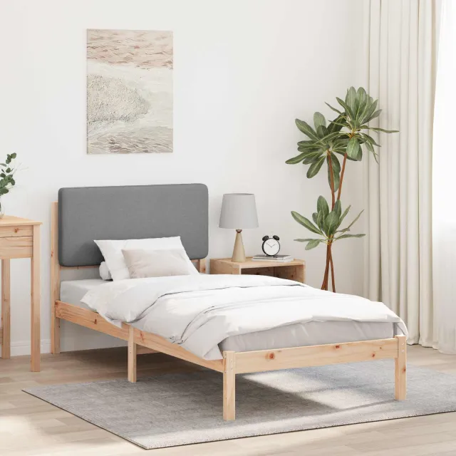 vidaXL Bedframe met Gevoerd Hoofdgedeelte Lichtgrijs 90 x 200 cm