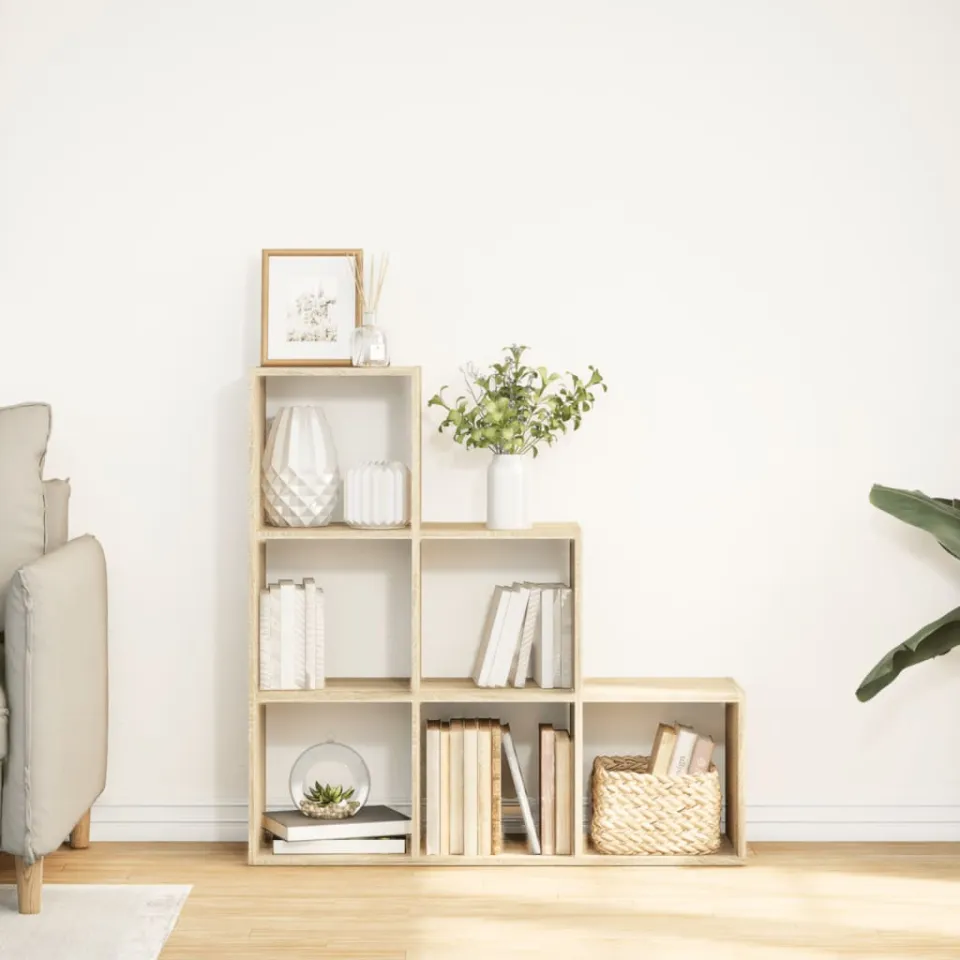 vidaXL Kamerscherm / boekenkast 3-laags 99x29x99 cm hout sonoma eiken, foto 2