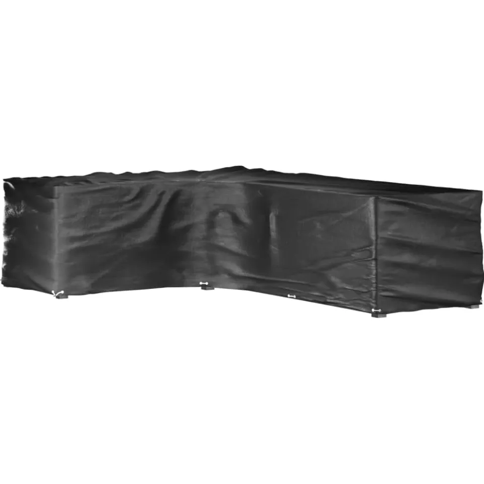 vidaXL Tuinmeubelhoezen L-vormig 2 st 18 oogjes 220x285x80 cm zwart, foto 2