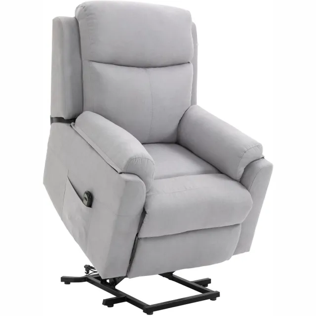 Homona Elektrische sta-opfauteuil - Met voetensteun en afstandsbediening - Polyester met linnenlook - 83 x 89 x 102 cm - Lichtgrijs