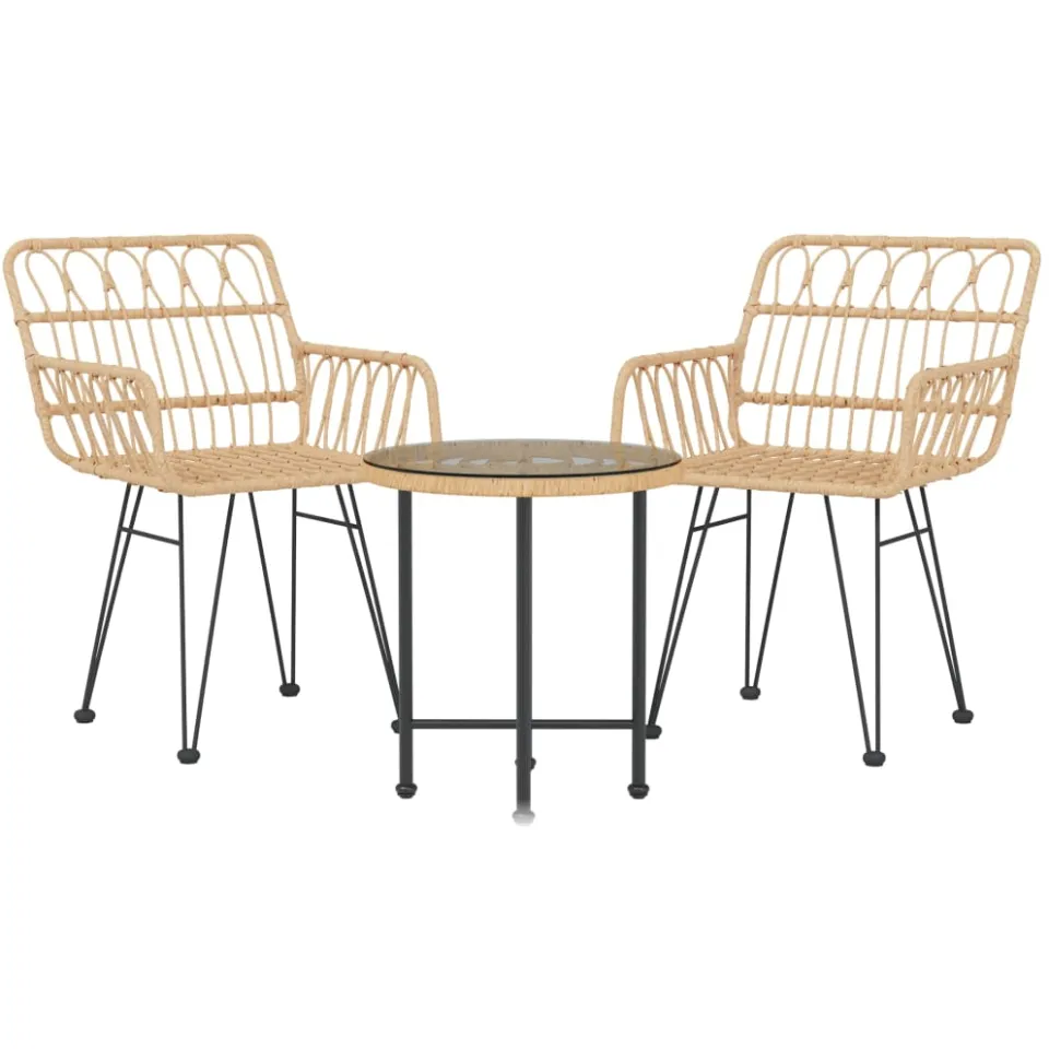 vidaXL 3-delige Tuinset poly rattan Bruin