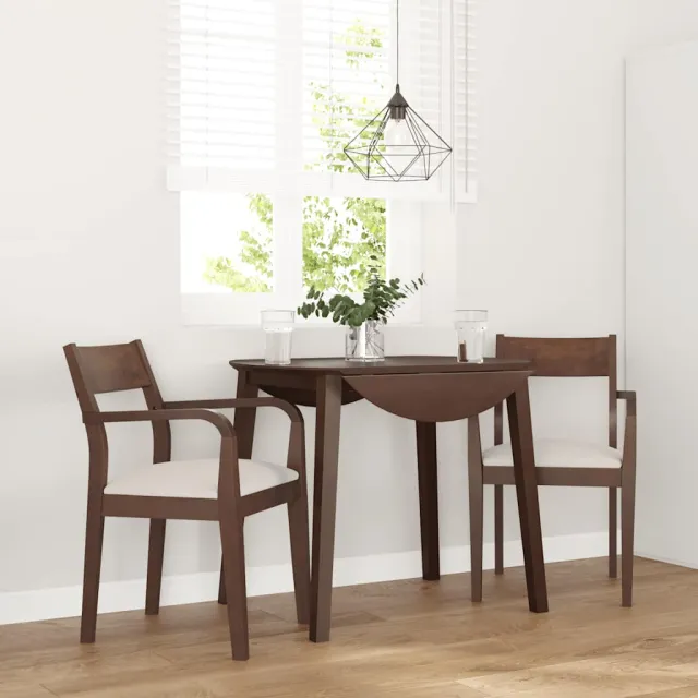 vidaXL Eetkamerstoelen met kussens 2 st massief hout rubber bruin