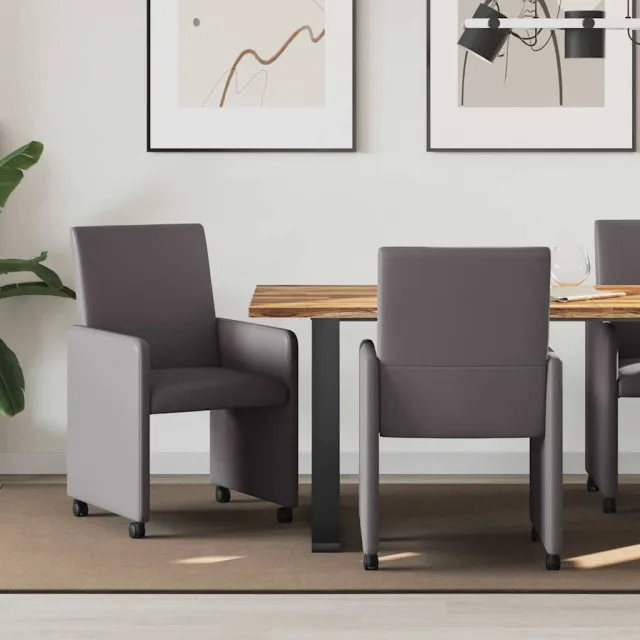 vidaXL Eetkamerstoelen met Wieltjes 2 st Kunstleer Bruin