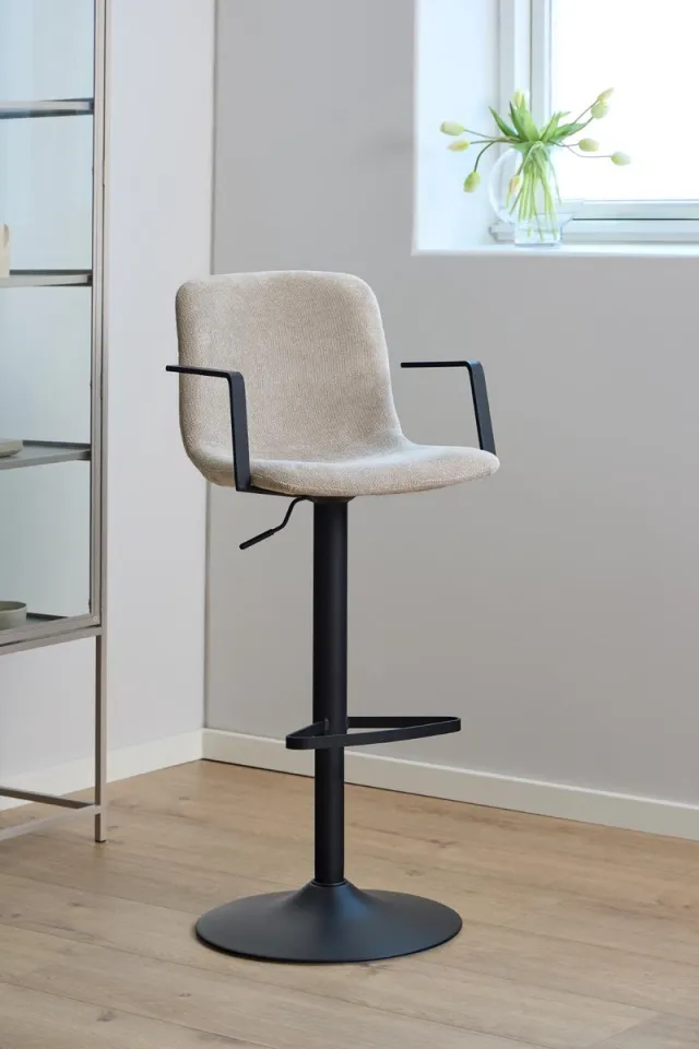 Giga Living Barkruk Selvik - Beige Stof - Zithoogte 84cm - Set van 2