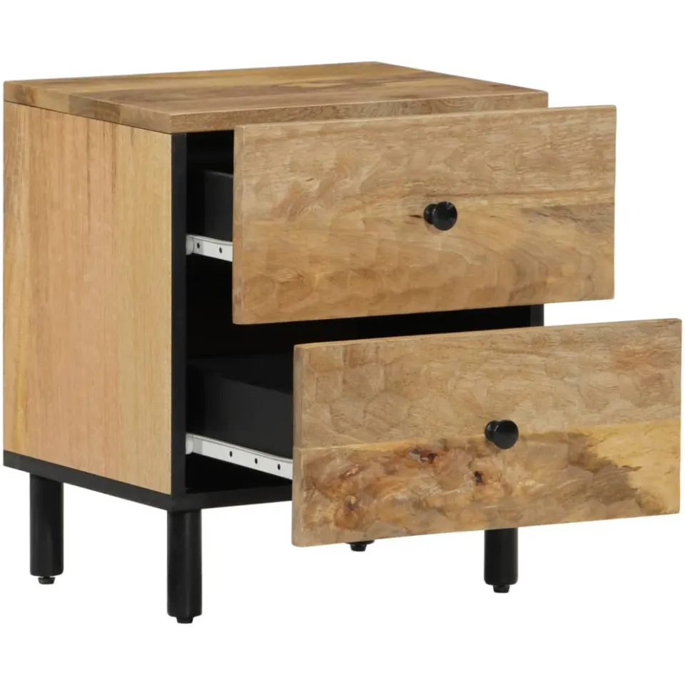 vidaXL Nachtkastjes 2 st 40x33x46 cm massief mangohout bruin, foto 3
