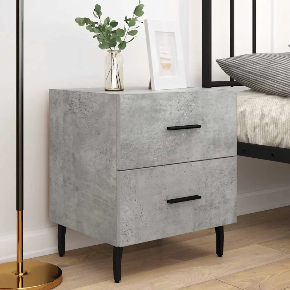 vidaXL Nachtkastjes 2 st 40x35x47,5 cm bewerkt hout betongrijs grijs, foto 3