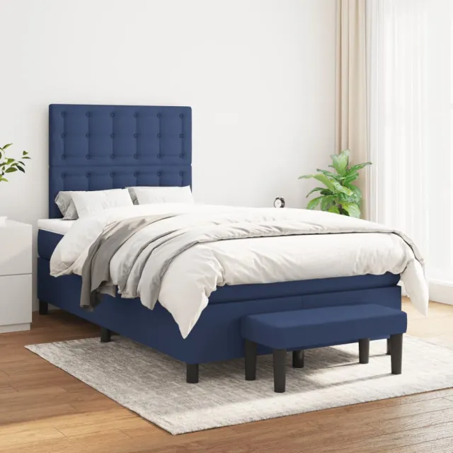 vidaXL Boxspring met matras stof blauw 120x200 cm
